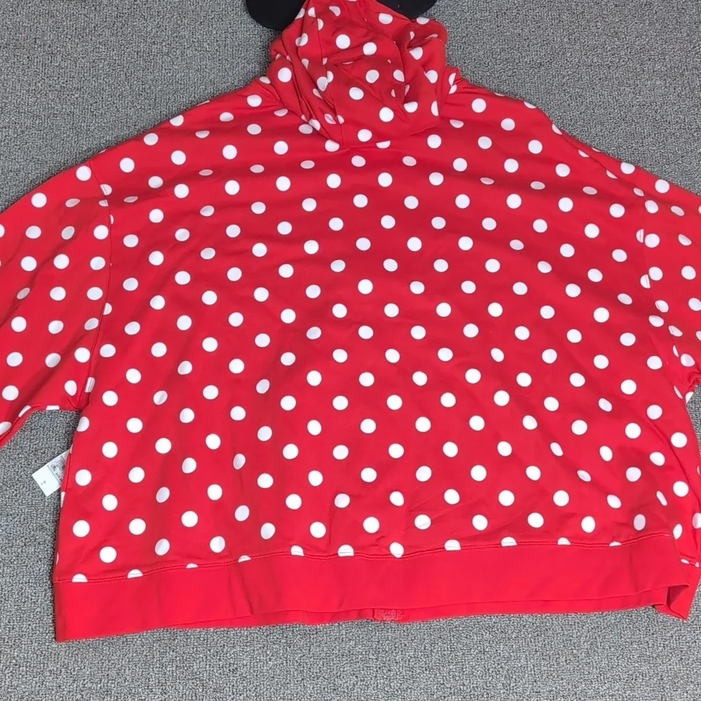 Disney WDW Zip Hoodie Minnie MouseRed Polka Dot Hoodie with Ears Size 2X *NWT* - Picture 6 of 9